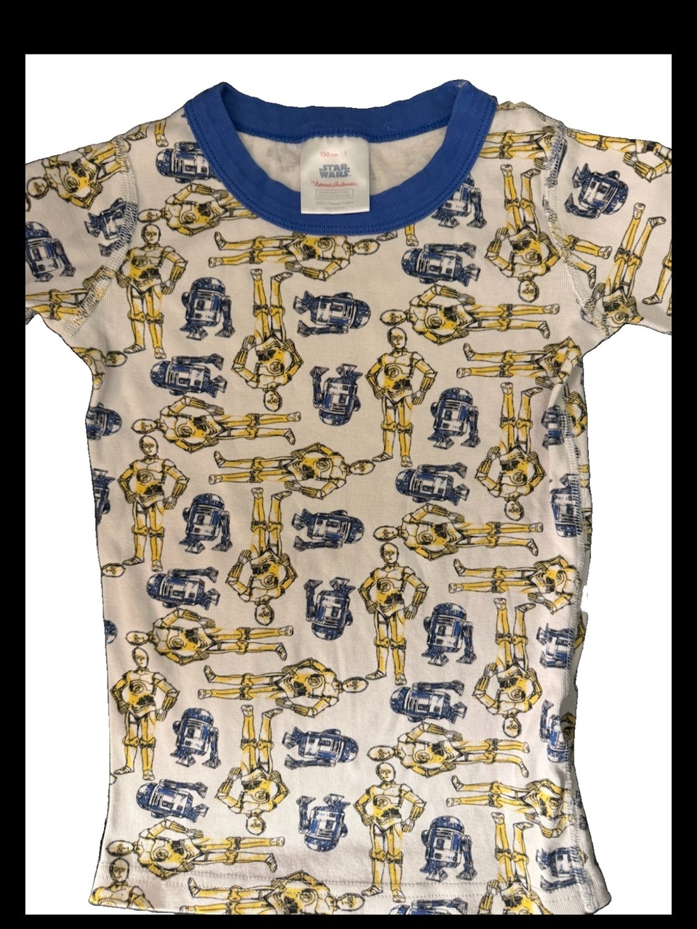 Hanna Andersson White Short Sleeve Tee with Blue & Yellow Droid Print